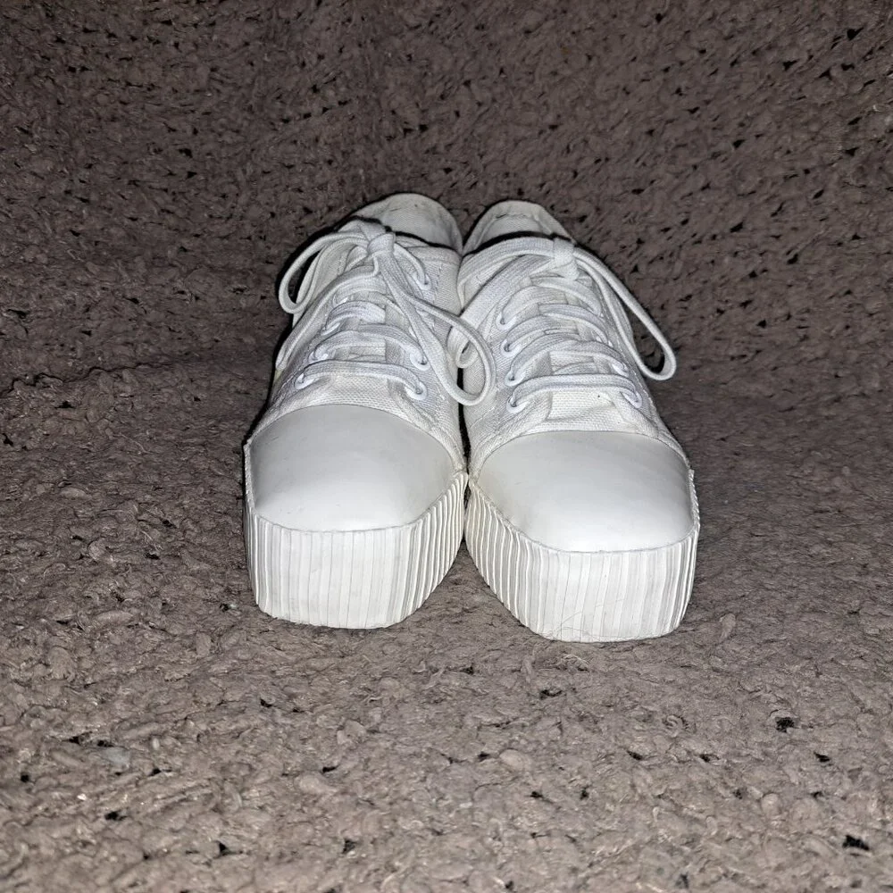 PALM ANGELS-Off White-Ivory Canvas Espadrille Sneakers-Lace Up-Sz 36-Excellent